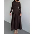 thumbnail image 1 of Women's Fall Long Sleeve Wedding Guest Dresses 2025 One Shoulder Elegant Formal Pleated Midi Maxi Dress, 1 of 4