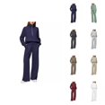 thumbnail image 1 of Women's Fall Matching Half Zip Sweatshirt and Wide Leg Sweatpants, Casual 2 Piece Outfit, Tracksuit Sets, 1 of 5