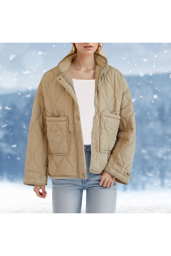 Women's Fall New Loose Fashion Casual Padded Coat Long Sleeve Can Hide Hooded Coat Womens Insulated Winter Jacket Women Clothes plus Size Rain Jacket Insulated Women Jacket Thin down Canvas Vest Women
