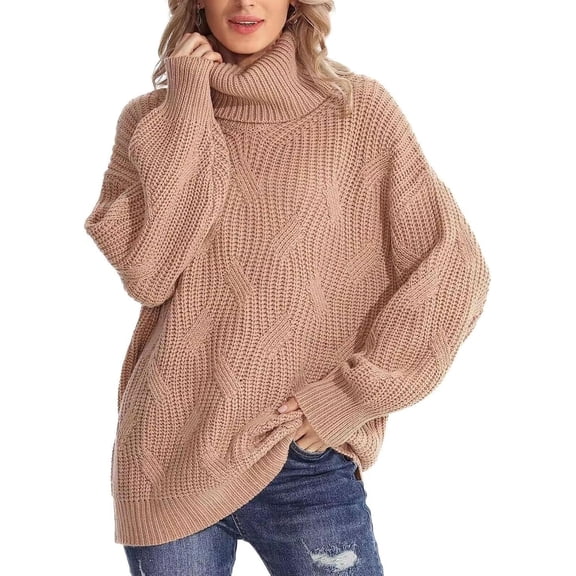Women's Fall Oversized Pullover Sweaters Casual High Neck Long Sleeve Tops Winter Clothing
