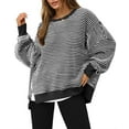 thumbnail image 1 of Women's Fall Oversized Sweatshirt Casual Waffle Knit Long Sleeve Crewneck Split Pullover Tunic Tops, 1 of 6
