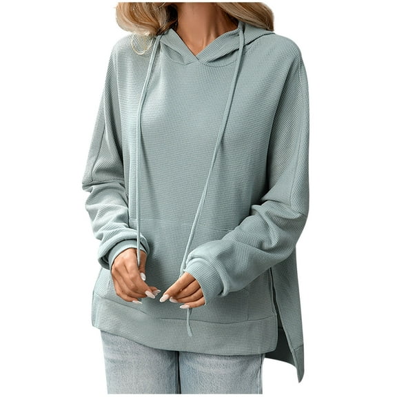 Women's Fall Oversized Sweatshirts Casual Long Sleeve Crewneck Waffle Knit Pullover Top Loose Fit Shirts