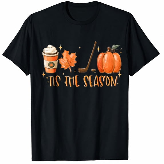 Women's Fall Pumpkin Coffee Graphic T-Shirt, Tis the Season Autumn Shirt, Cozy Fall Style