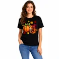 thumbnail image 1 of Women's Fall Pumpkin Cowboy Boots Graphic T-Shirt, Cotton Crew Neck Tee, 1 of 7