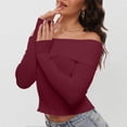 thumbnail image 1 of Women's Fall Off Shoulder Sweaters Long Sleeve Ribbed Knit Fitted Pullover Tops Blouse Sweaters Button up Men's Pullover Fall Sweater Knit Sweater for Women Sweatshirt Pack Solemnly Swear Shirt Dark, 1 of 6