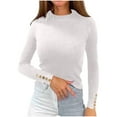 thumbnail image 1 of Women's Fall Slim Ribbed Knit Long Sleeve Tops Sweater Mock Turtleneck Stretch Shirts Basic Casual Solid Color Pullover, 1 of 5
