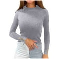 thumbnail image 1 of Women's Fall Slim Ribbed Knit Long Sleeve Tops Sweater Mock Turtleneck Stretch Shirts Basic Casual Solid Color Pullover, 1 of 5