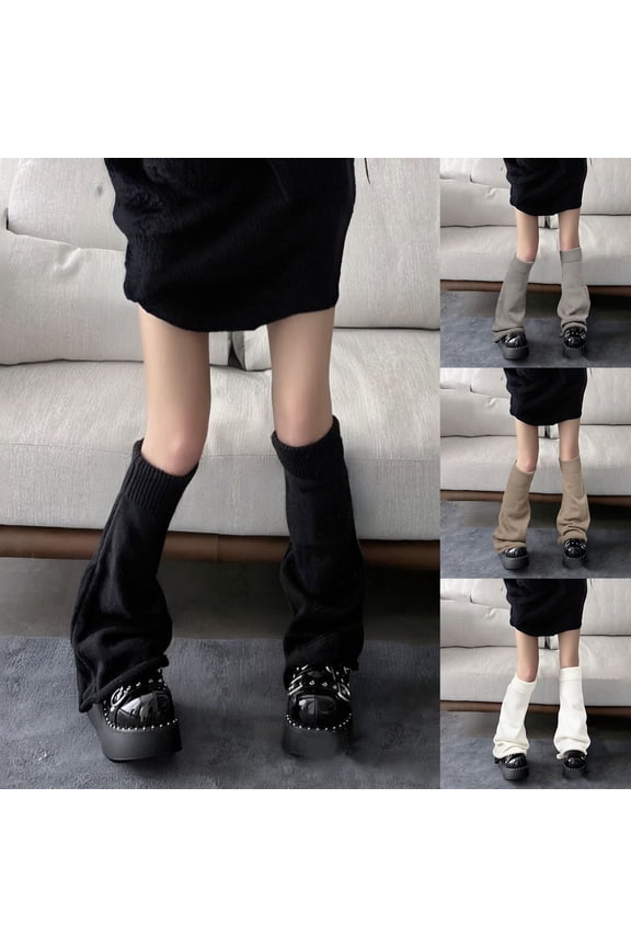 Women's Fall Sock Covers Puffy Socks Calf Socks Mid Calf Trendy Thiced Wide Knit Bell Bottom Long Socks Black One Size