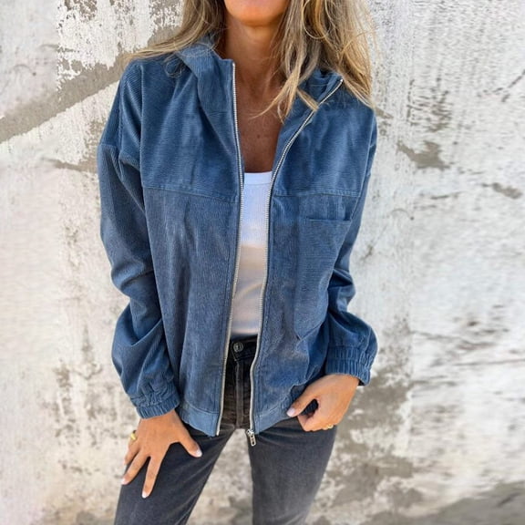 Women’s Fall Solid Color Hooded Corduroy Jacket European Style Lightweight Outerwear plus Size Rain Jacket plus Size Dress Coat Ski Tops Women plus Size Women Long Winter Coats Winter Jackets for