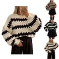 thumbnail image 1 of Women's Fall Striped Pullover Sweater, Long Sleeve Oversized Crew Neck Color Block Knit Soft Sweaters Tops Khaki One Size, 1 of 9