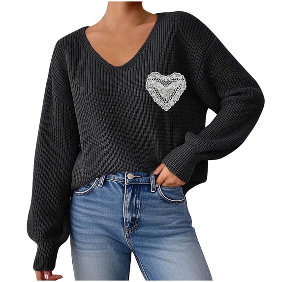 Women's Fall Sweater 2025 Long Sleeve Sweater Knitted Ribbed Textured Loose Fit Trendy Casual V Neck Jumper Tops