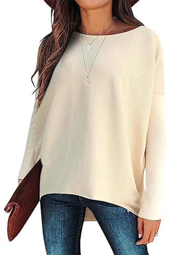 Women's Fall Sweaters Batwing-Sleeve Jumper Tops Loose Off Shoulder Pullover Casual Oversized Sweatshirts
