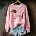 thumbnail image 1 of Women's Fall Sweaters Long Sleeve Cute Dog Graphic Sweater Crewneck Color Block Knit Pullover Fall Fashion Winter Tops, 1 of 3