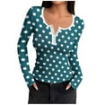 thumbnail image 1 of Women's Fall Swiss Polka Dot Knit Long Sleeve Shirts Casual Square Neckline Button Down Slim Fit Tops, 1 of 6