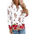 Women's Fall Tops Floral Print Blouse Long Sleeve V Neck Tunic Tops for