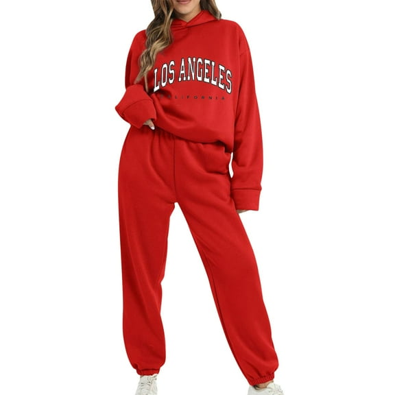 Women's Fall Two Piece Outfit Sets Long Sleeve Hoodie Pullover Sweatshirt with Sweatpants Casual Workout Tracksuit Comfortable Stylish