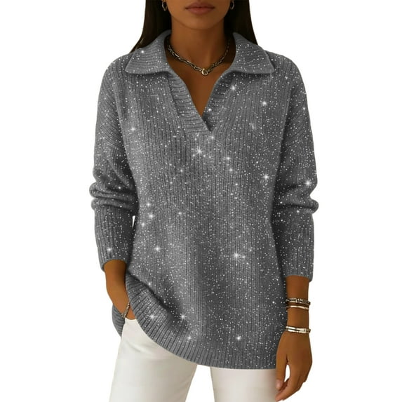 Women's Fall V Neck Sweaters 2025 Loose Fit Lightweight Casual Tunic Fashion Tops
