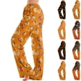 thumbnail image 1 of Women's Fall Wide Leg Pants, Pumpkin Printed Halloween Pajama, Elastic Waist Pants Casual Lounge Bottoms, 1 of 5