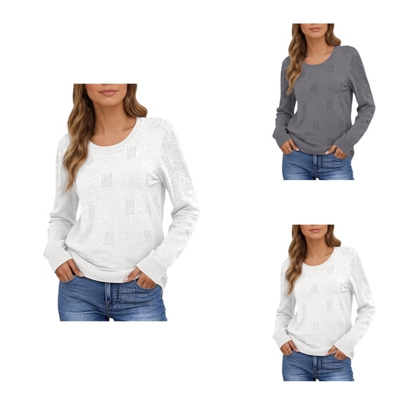 Women's Fall/Winter 2025 European Style Lightweight Long Sleeve Knit Sweater – Casual Stylish Crew Neck Pullover