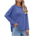 thumbnail image 1 of Women's Fall Winter Casual Knit Sweaters Long Sleeve Pullover Loose Fit Crewneck Side Split Hem Tunic Sweater Tops, 1 of 3