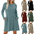thumbnail image 1 of Women's Fall Winter Fashionable Long Sleeve Sweater Dress with Waist Tie and Pockets, Casual Knit Dress for Women, Belted Style for Comfort and Practicality,Royal Blue,S, 1 of 9
