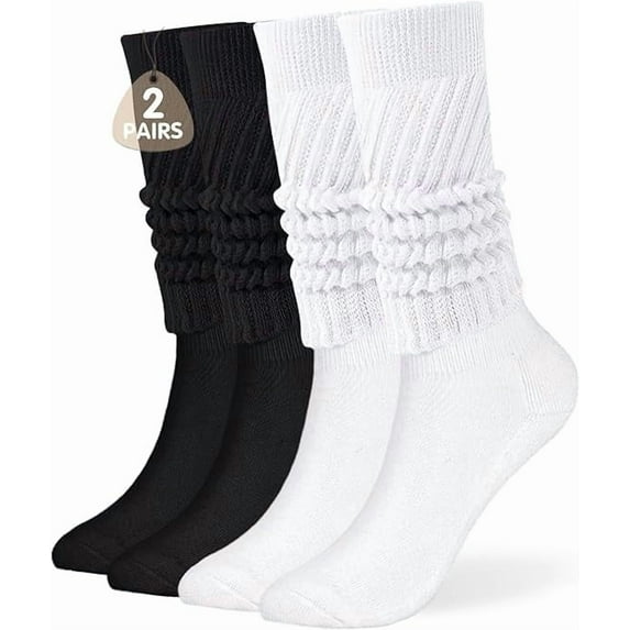 Women's Fall Winter Knit Slouch Socks, Soft Extra Long Scrunch Knee High Sock Slouchy Boot Socks