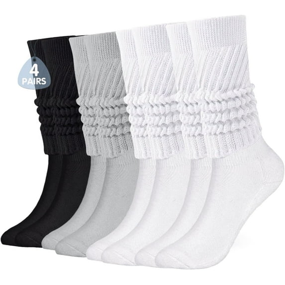 Women's Fall Winter Knit Slouch Socks, Soft Extra Long Scrunch Knee High Sock Slouchy Boot Socks