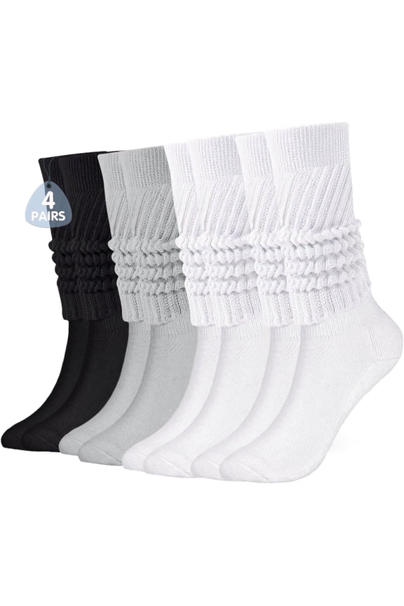 Women's Fall Winter Knit Slouch Socks, Soft Extra Long Scrunch Knee High Sock Slouchy Boot Socks