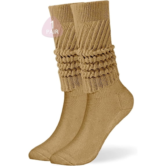 Women's Fall Winter Knit Slouch Socks, Soft Extra Long Scrunch Knee High Sock Slouchy Boot Socks