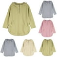 thumbnail image 1 of Women's Fall Winter Long Sleeve Pullover Top with Zipper Pocket and Curved Hem, Casual Round Neck Loose Fit Sweatshirt Tunic, Solid Color Soft Warm Loungewear Travel Streetwear Fashion Essential for, 1 of 7