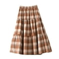 thumbnail image 1 of Women’s Fall Winter Maxi Skirts Elastic High Waisted Plaid A-Line Long Skirt Tiered Ruffle Flannel Skirts Khaki One Size, 1 of 5