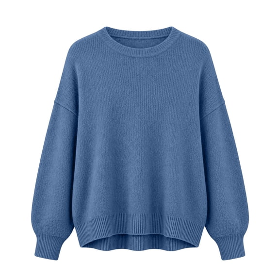 Women's Fall Winter Neck Pullover Sweater Casual Soft Loose Fit Long Sleeve Knit for Daily Wear