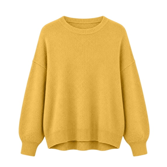 Women's Fall Winter Neck Pullover Sweater Casual Soft Loose Fit Long Sleeve Knit for Daily Wear