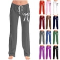 thumbnail image 1 of Women's Fall Winter Pants Bow Print Elastic Drawstring Straight Leg Lounge Pants Sleepwear Trousers Outdoor Casual Daily Wear, 1 of 6