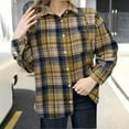 thumbnail image 1 of Women's Fall Winter Plaid Printed Long Sleeve Turn Down Collar Suit Cardigan Coat Jacket Outerwear for Casual Work Office and Streetwear Fashion Essential | CSEONE,Coffee L, 1 of 6