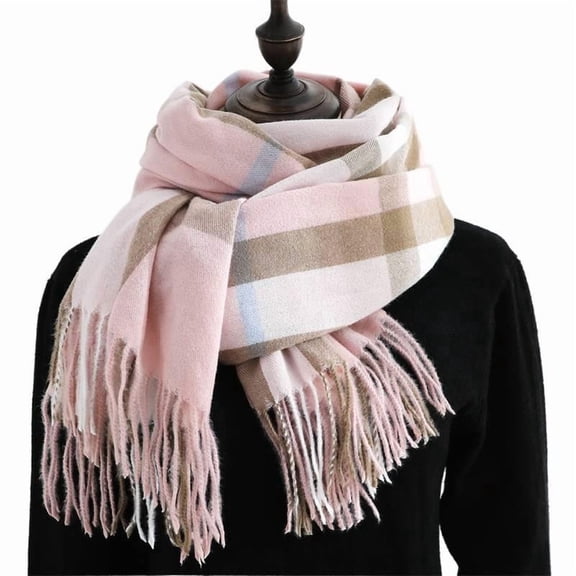 Women's Fall Winter Scarf Classic Tassel Plaid Scarf Warm Soft Chunky Large Blanket Wrap Shawl Scarves