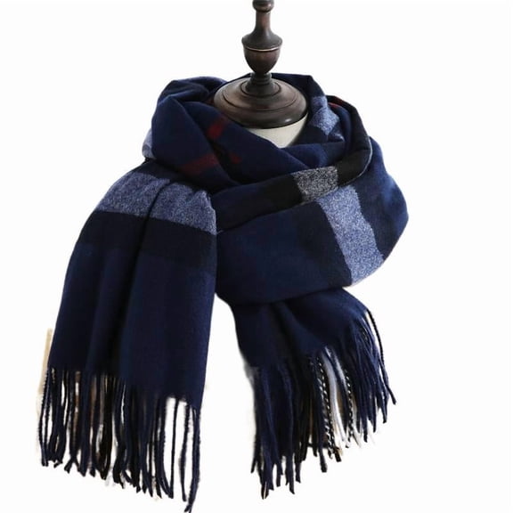 Women's Fall Winter Scarf Classic Tassel Plaid Scarf Warm Soft Chunky Large Blanket Wrap Shawl Scarves