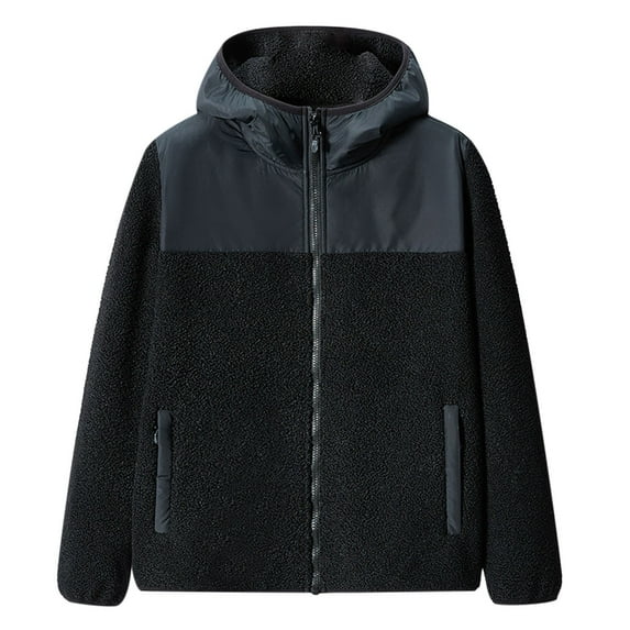 Women's Fall Winter Sherpa Fleece Jacket Casual Fuzzy Coat with Pockets Black M