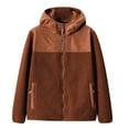 thumbnail image 1 of Women's Fall Winter Sherpa Fleece Jacket Casual Fuzzy Coat with Pockets Brown L, 1 of 6