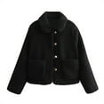 thumbnail image 1 of Women's Fall/Winter Solid Color Lapel Short Jacket Lamb Wool Jacket, 1 of 1