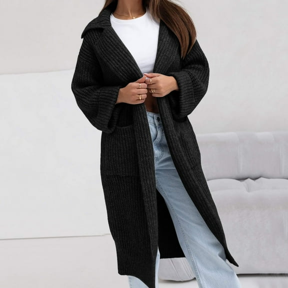 Women's Fall & Winter Solid Drop Shoulder Long Sweater Cardigan Casual Comfort Long Sleeve Cardigan Knitwear For Daily Wear plus Size Winter Dresses for Women Jean Jackets for Juniors Girls Women's