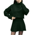 thumbnail image 1 of Women’s Fall Winter Sweater Sets Skirt Sets Outfits Long Sleeve Turtleneck Knit Top and Knit Pleated Short Skirts Set, 1 of 7
