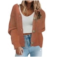 thumbnail image 1 of Women's Fall Winter Trendy Cardigans Solid Deep V Neck Button Up Long Sleeve Sweater Cozy Warm Cropped Coats, 1 of 1