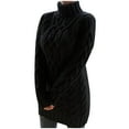 thumbnail image 1 of Women's Fall Winter Turtleneck Long Sleeve Oversized Cable Knit Chunky Pullover Jumper Sweater Dresses, 1 of 6