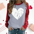 thumbnail image 1 of Women's Fall/Winter Warm Valentine‘s Day Print Color Blocked Loose Crewneck Pullover Hoodless Sweatshirt, 1 of 4