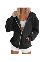 Women's Fall Zip Up Hoodies 2026 Long Sleeve Oversized Comfy Casual Sweatshirts Drawstring Hooded Cute Loose Jackets Fashion Clothes with Pockets