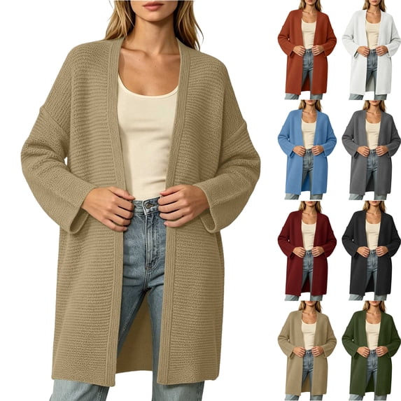 Women's Fall and Winter Cardigan Sweaters Plus Size Loose Knit Sweater Jacket Long Sleeved Top