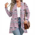 thumbnail image 1 of Women's Fall and Winter Fashion Casual Print Long Sleeve Mid-Length Cardigan Jacket, Christmas Theme for Holiday Season,Purple Pink,5XL, 1 of 6