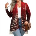 thumbnail image 1 of Women's Fall and Winter Fashion Casual Print Long Sleeve Mid-Length Cardigan Jacket, Christmas Theme for Holiday Season,Wine,XL, 1 of 6