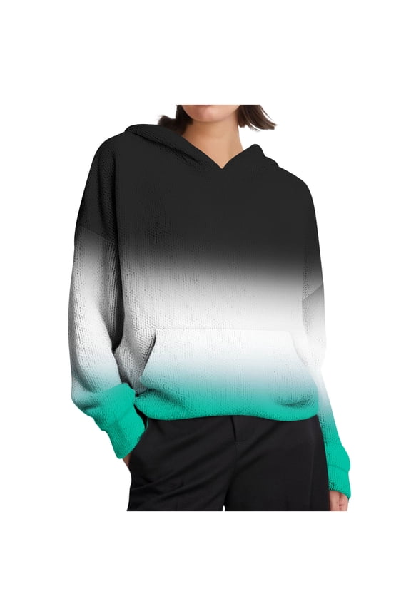 Women's Fall and Winter Hooded Sweatshirt Made from Warm Wool Blend with a Drawstring and Practical Pockets